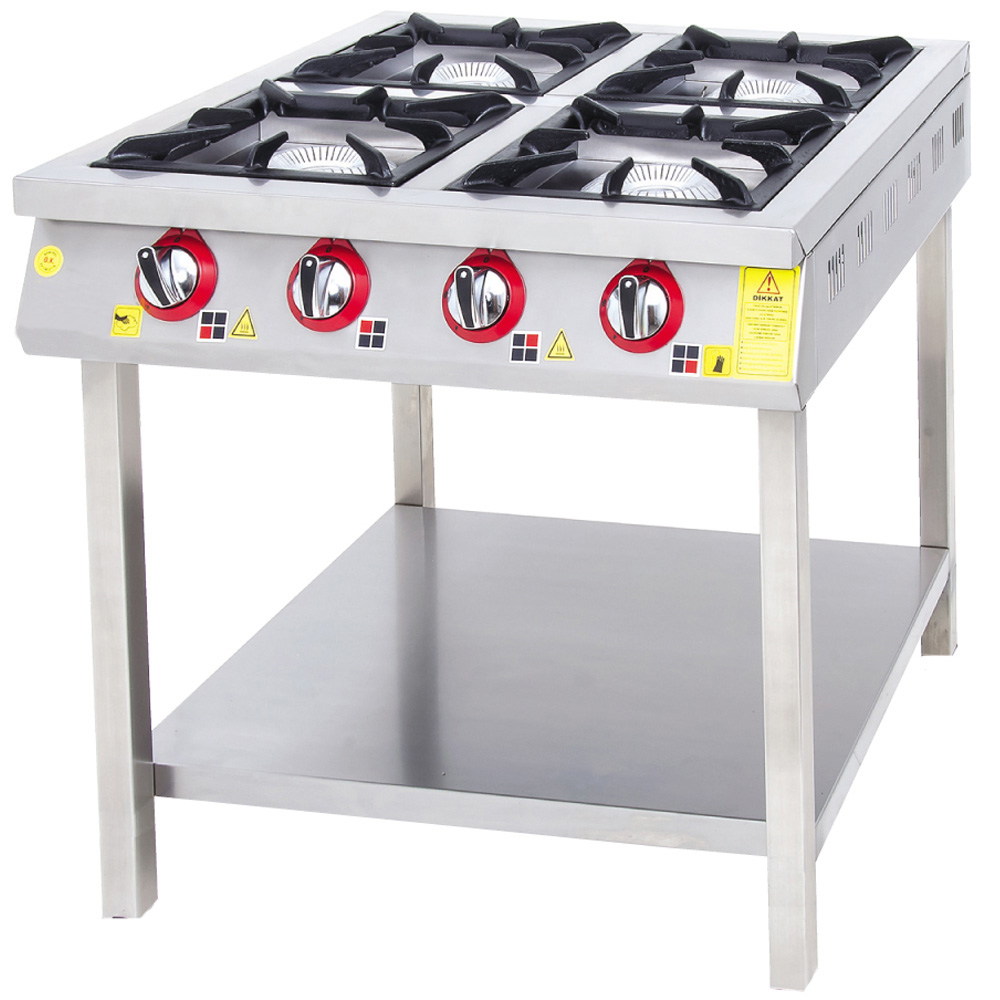 Masina de gatit pe gaz, inox, cu 4 arzatoare, suport podea, 80*84*85 cm