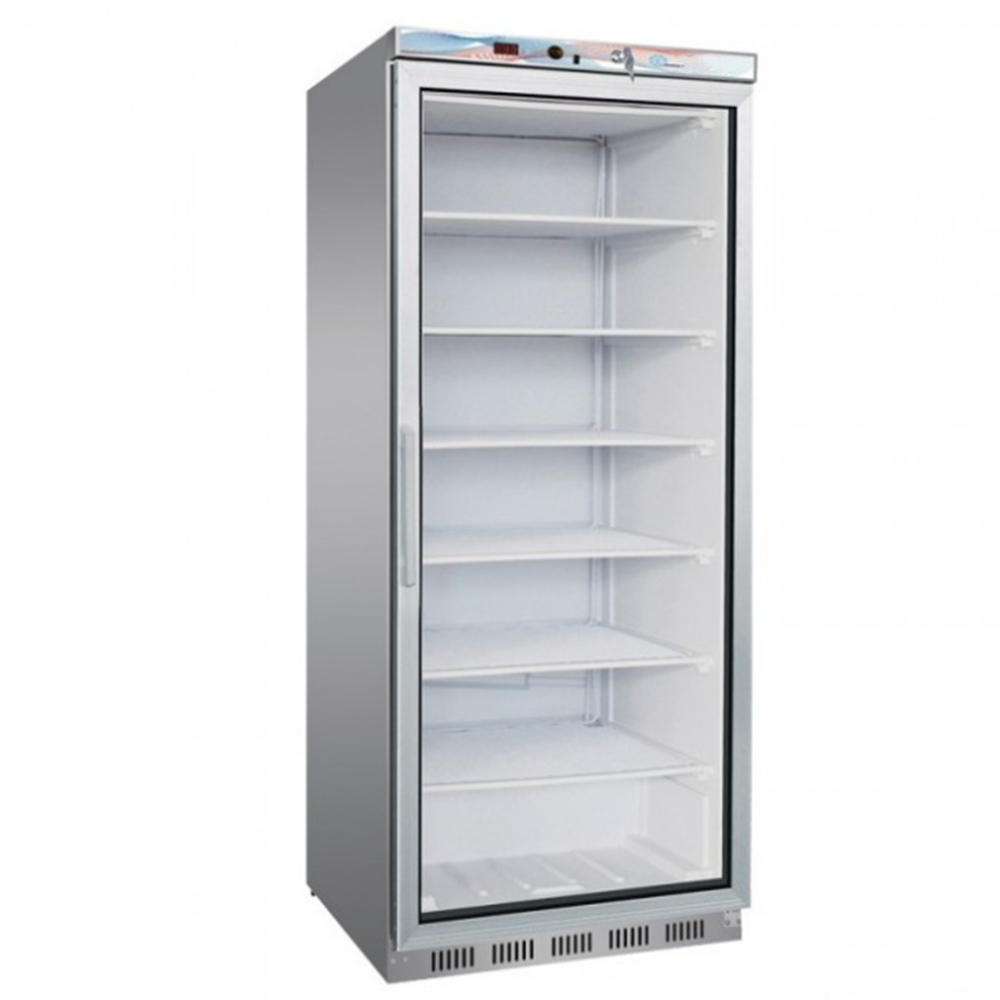 Dulap congelator vertical inox, cu 1 usa din sticla, 555 lt