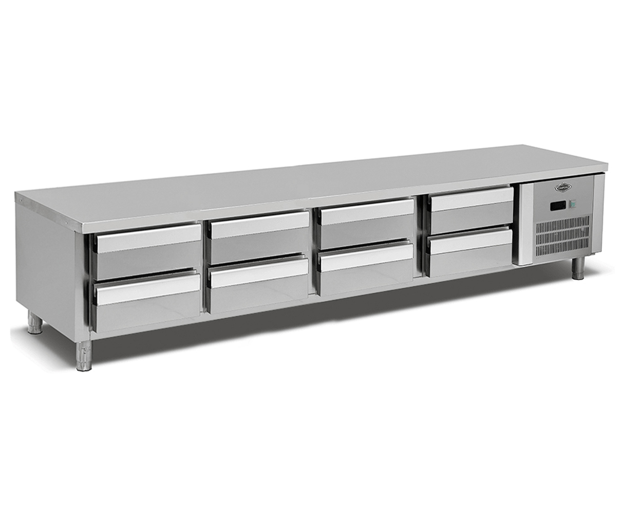 Masa rece undercounter inox cu 8 sertare GN 1/1, profesionala