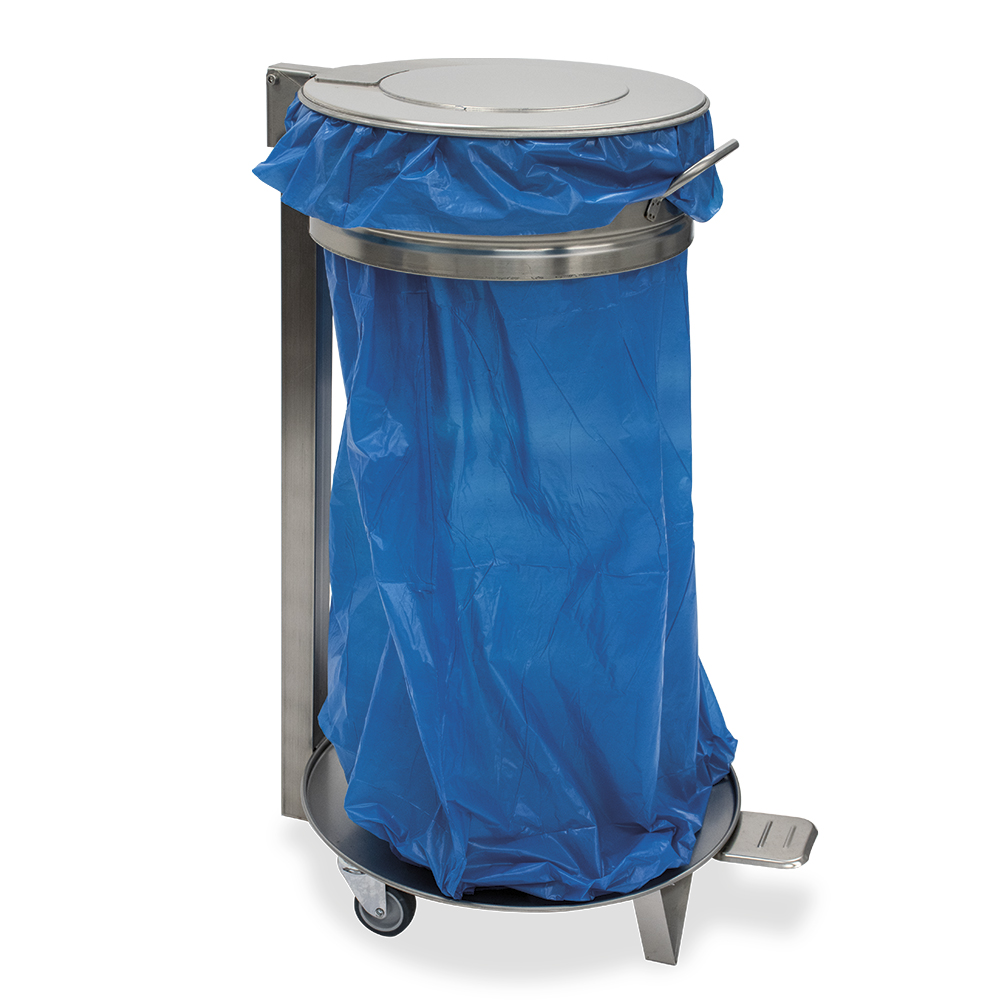 Suport cu capac si roti pentru saci de gunoi