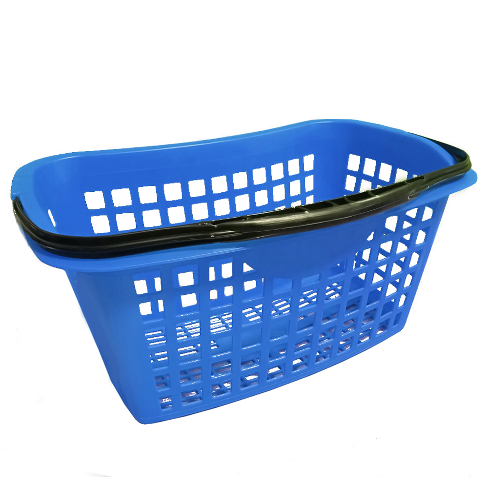 Cos supermarket plastic cu 1 maner 28 litri - Albastru