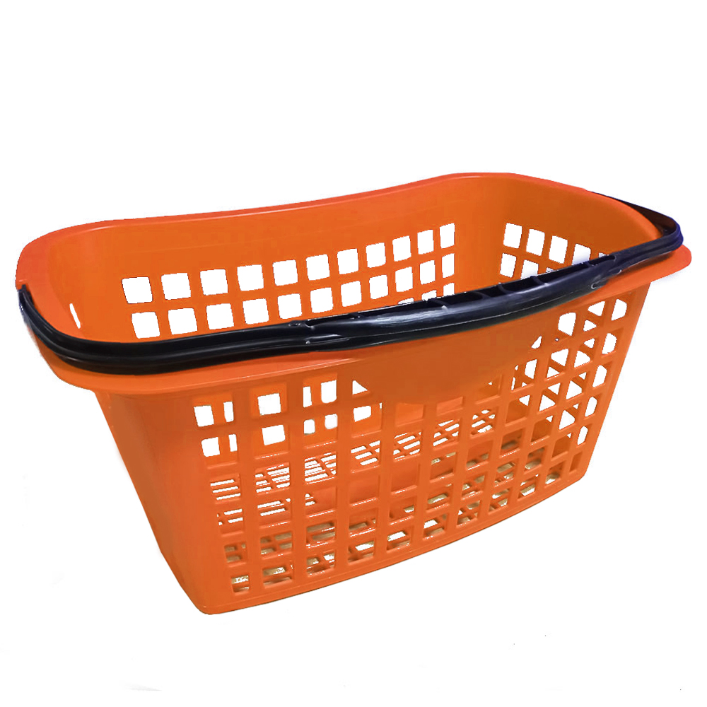 Cos supermarket plastic cu 1 maner 28 litri - Portocaliu