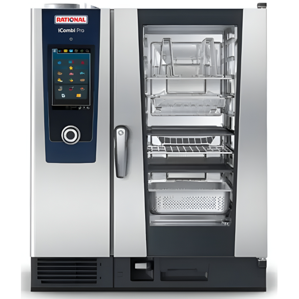 Cuptor profesional RATIONAL iCombi Pro gastro/patiserie, pe gaz cu umidificare automata si boiler, 10 tavi GN1/1