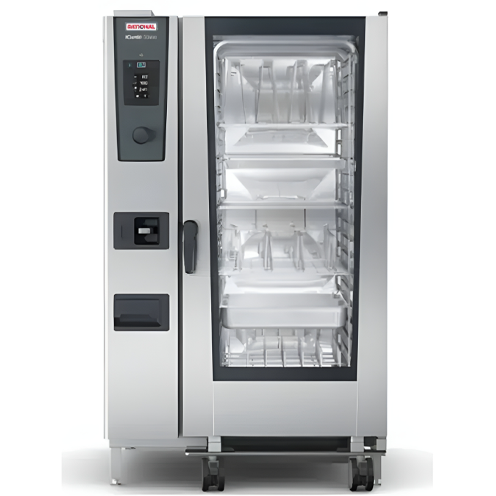 Cuptor profesional RATIONAL iCombi Pro gastro/patiserie, electric cu umidificare automata si boiler, 20 tavi GN2/1 + carucior