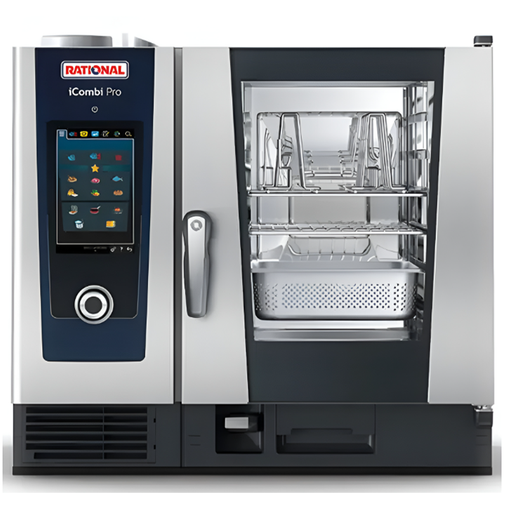 Cuptor profesional RATIONAL iCombi Pro gastro/patiserie, pe gaz, cu umidificare automata si boiler, 6 tavi GN1/1
