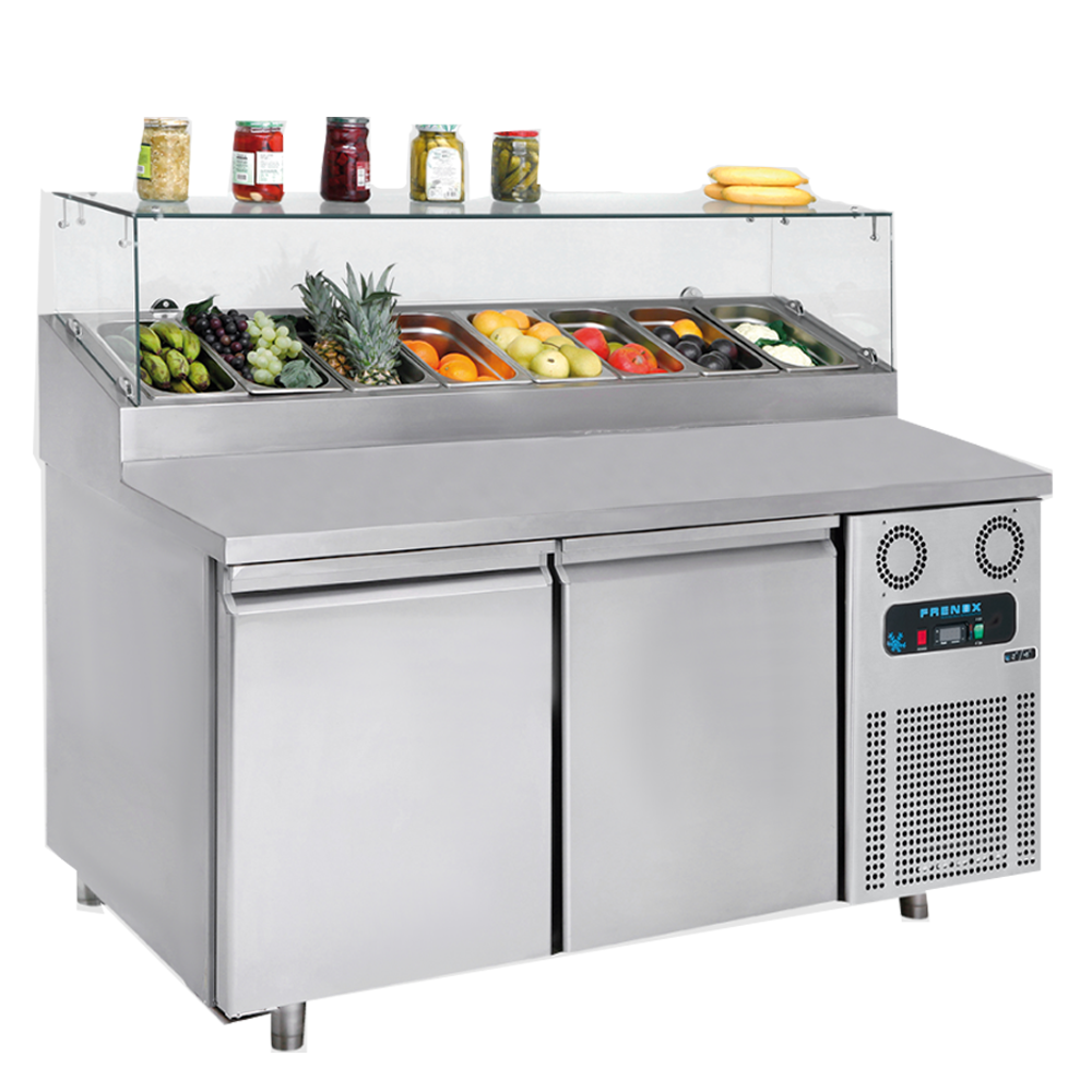 Masa rece preparare pizza FRENOX, profesionala, inox, 2 usi, 460 lt, 164*83*128 cm