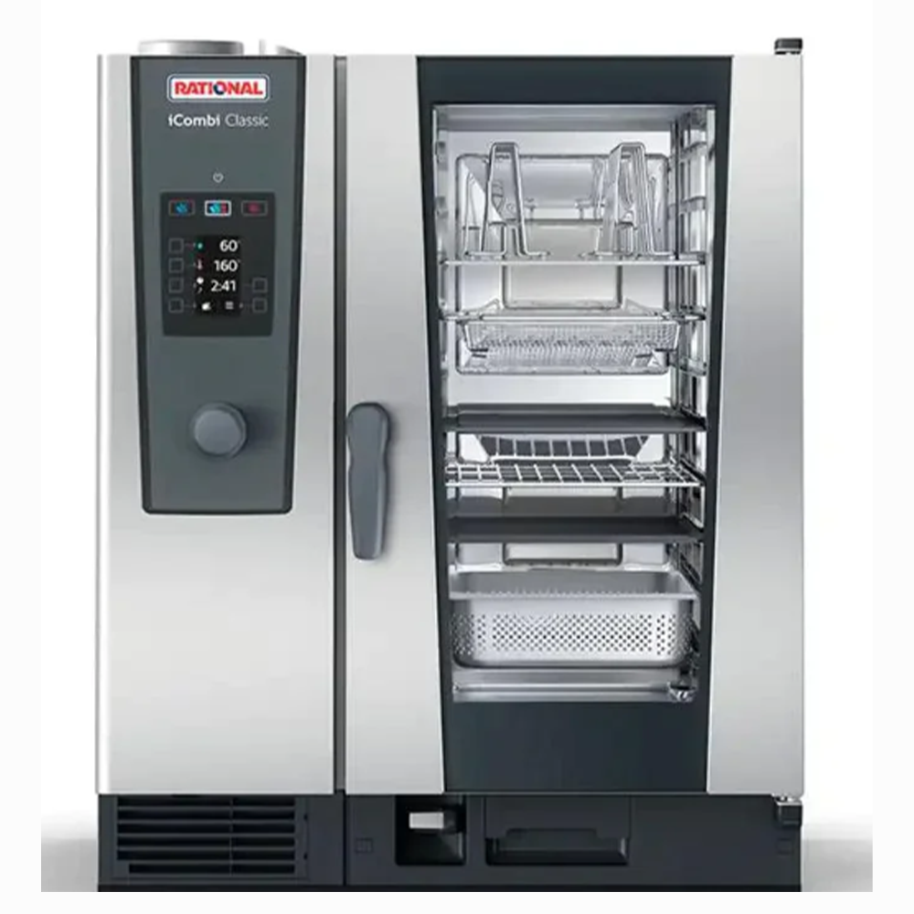 Cuptor profesional RATIONAL iCombi Classic gastro/patiserie, pe gaz cu umidificare automata si boiler, 10 tavi GN1/1