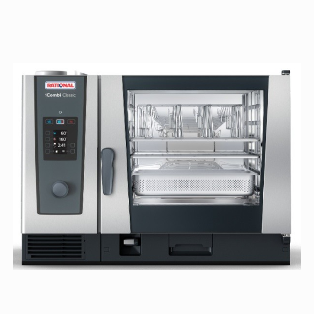 Cuptor profesional RATIONAL iCombi Classic gastro/patiserie, pe gaz, cu umidificare automata si boiler, 6 tavi GN2/1