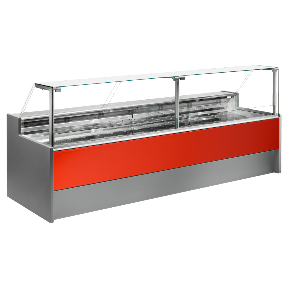 Vitrina frigorifica orizontala, carne, mezeluri, lactate, geam drept, ventilata 150 cm