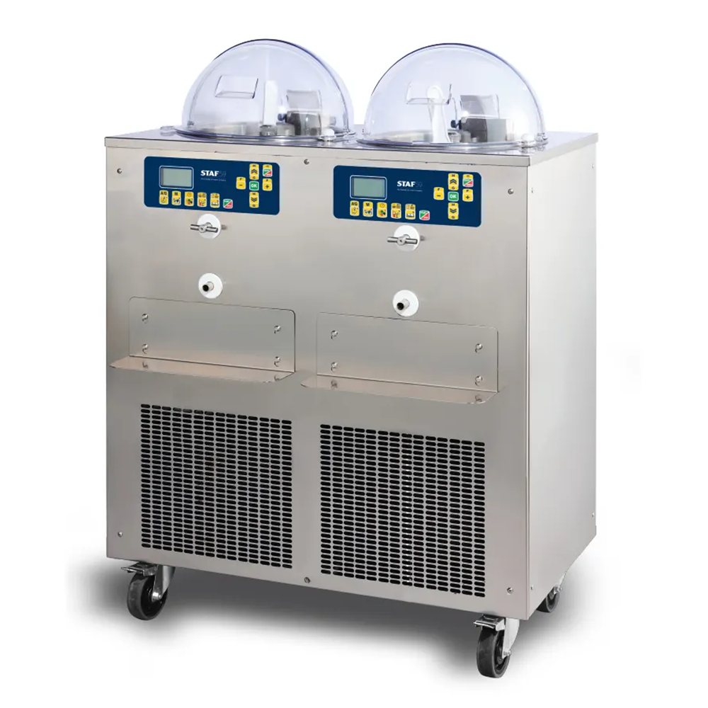 Masina multifunctionala dubla STAF59 pentru a produce, expune, conserva si servi inghetata 15+15 lt/h
