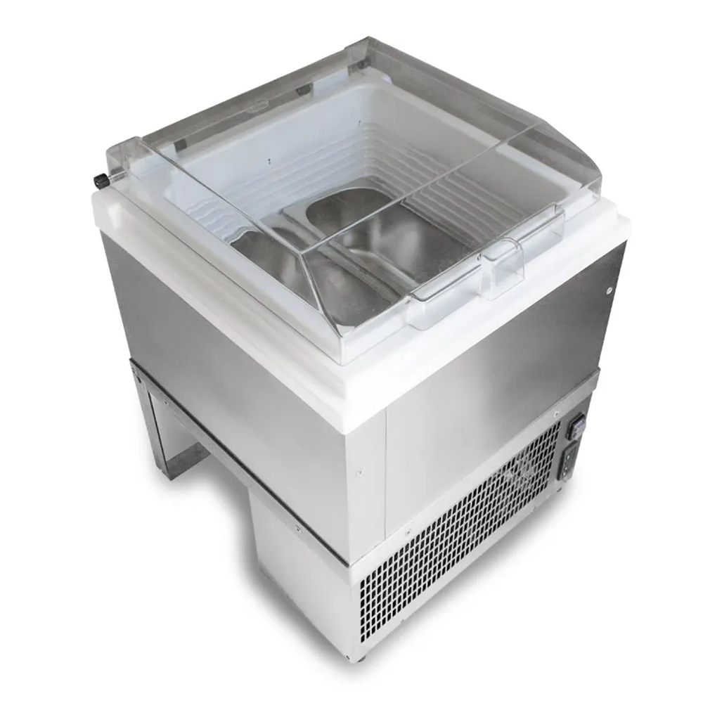 Vitrina frigorifica pentru inghetata STAF59 cu capac transparent, 4 cuve x 2,5 lt