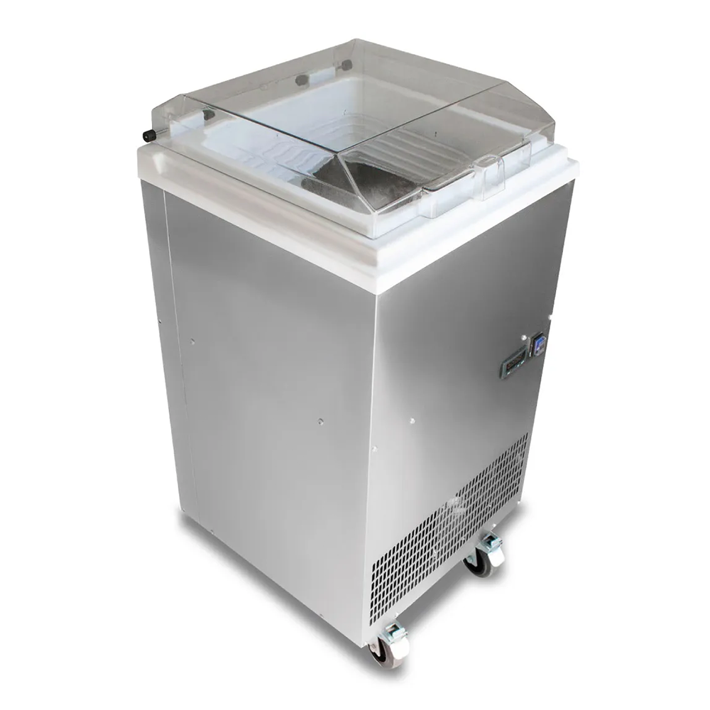 Vitrina frigorifica pentru inghetata STAF59 cu capac transparent, 4 cuve x 2,5 lt