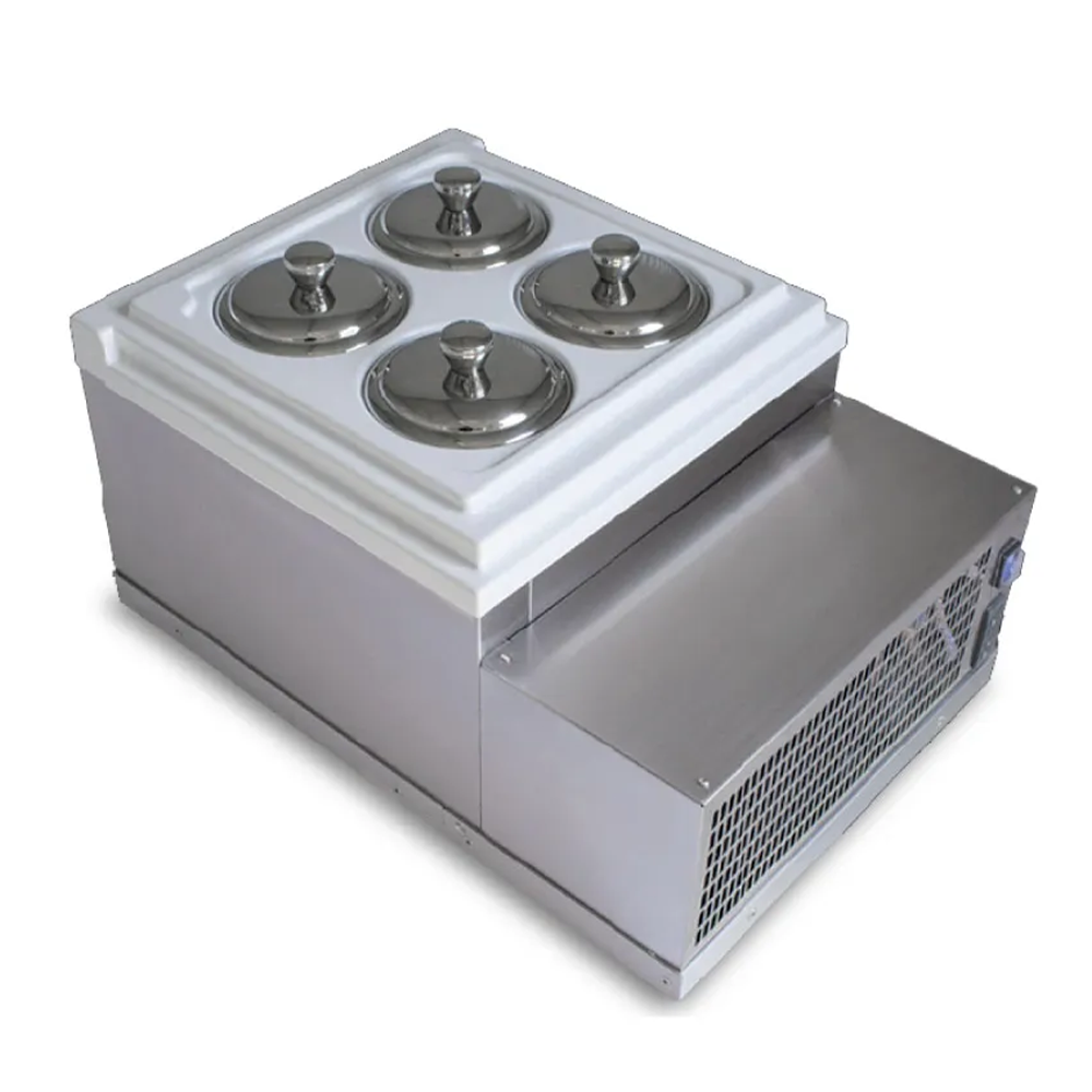 Vitrina frigorifica pentru inghetata STAF59 cu capace inox, 4 cuve x 2,5 lt