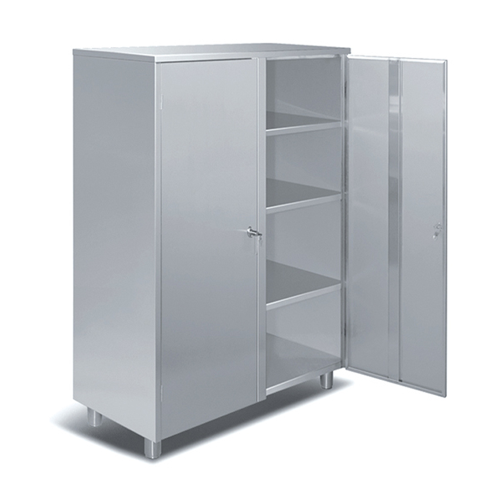 Dulap inox cu 2 usi cu balamale, incuietoare si 3 polite 120*60*185 cm