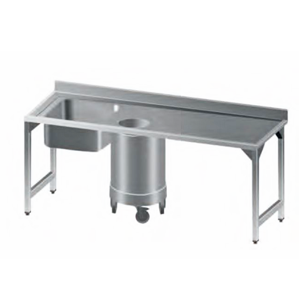 Spalator cu 1 cuva pe partea stanga, cos gunoi, inox 304, 190*70*86 cm