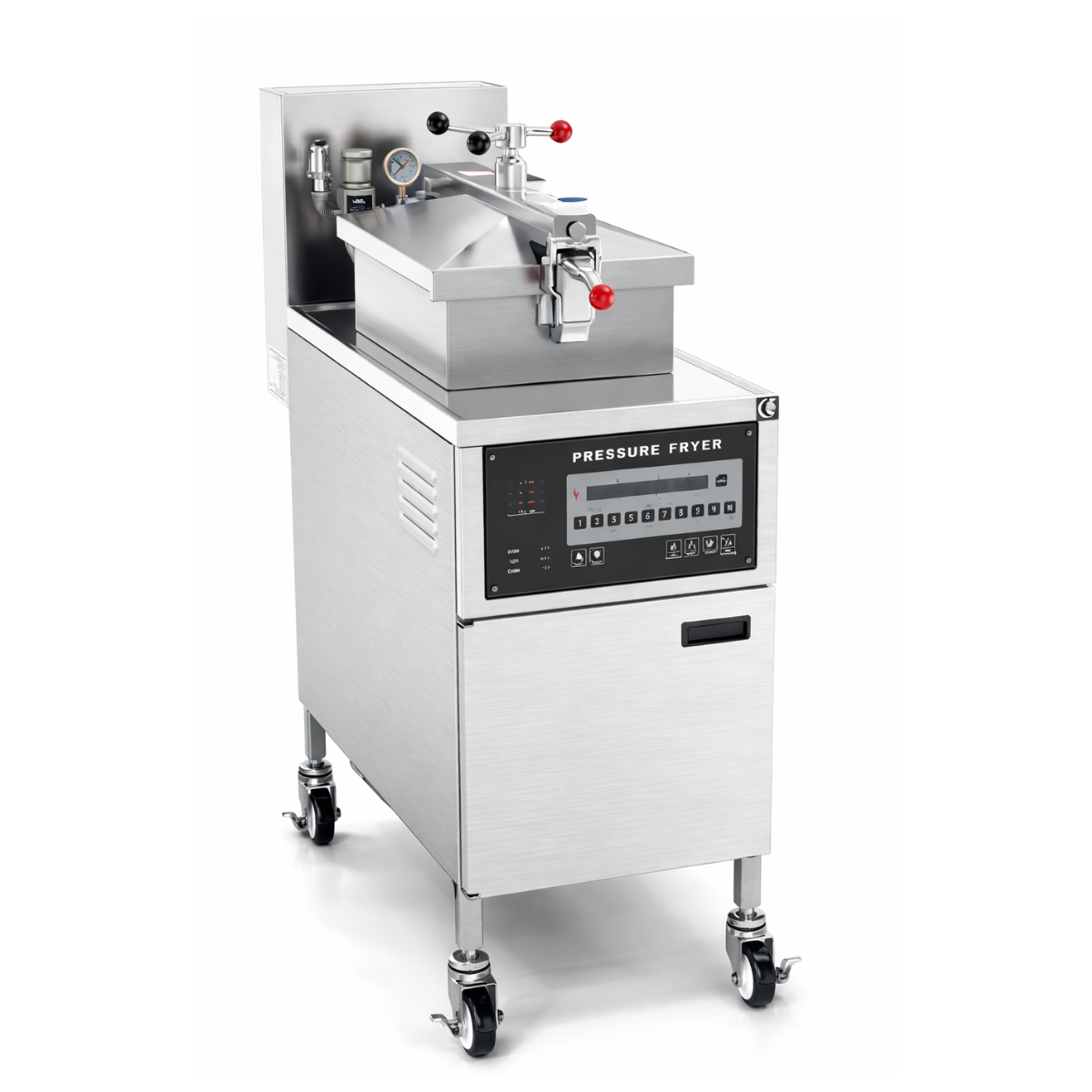 Friteuza electrica sub presiune profesionala cu sistem de filtrare, inox, panou de control digital, capacitate 24 litri