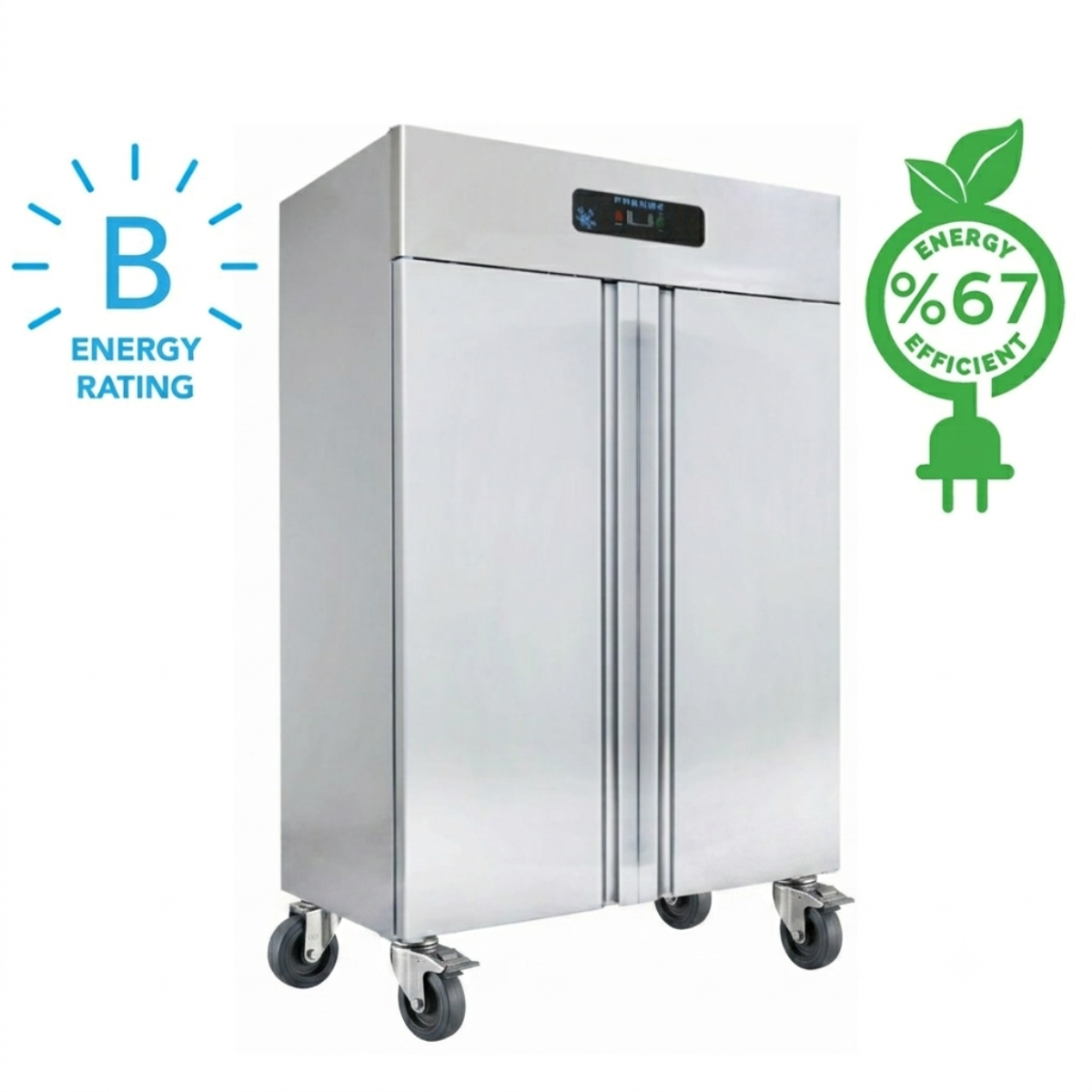 Dulap frigorific vertical cu roti, inox, FRENOX cu 2 usi, Eficienta Energetica, 1400 lt