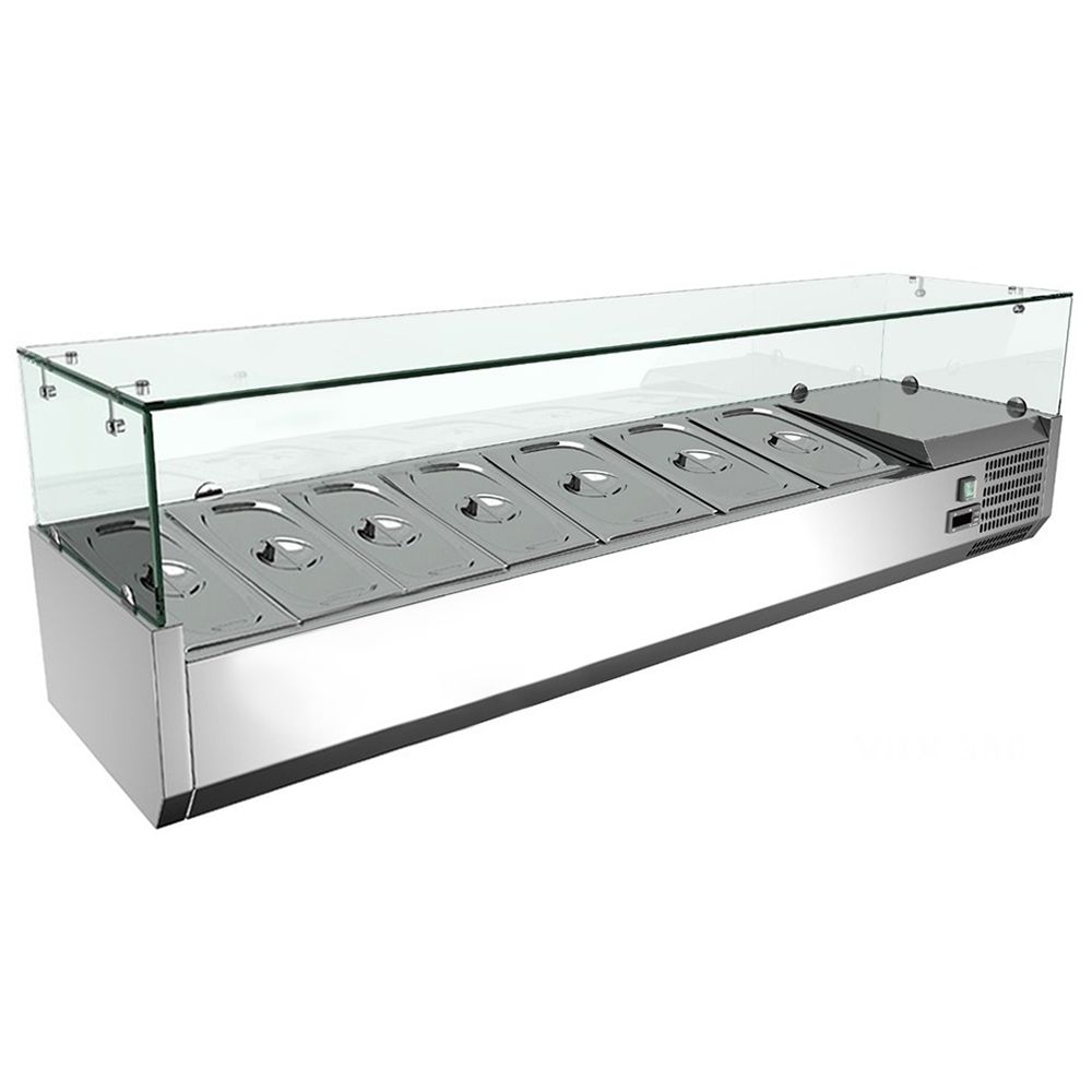 Vitrina ingrediente, inox, 7 cuve GN1/4, 150*33*43 cm - 0