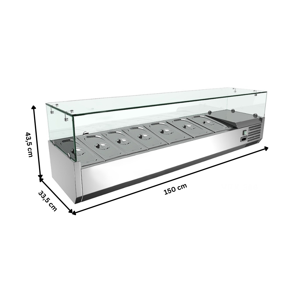 Vitrina ingrediente, inox, 7 cuve GN1/4, 150*33*43 cm - 4