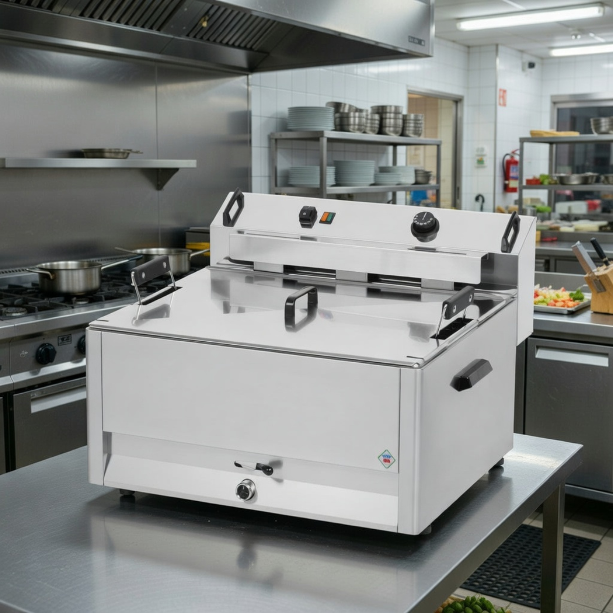 Friteuza electrica profesionala, de banc, pentru gogosi/covrigi, 30 lt, 15 kW, 67*65*37 cm - 2