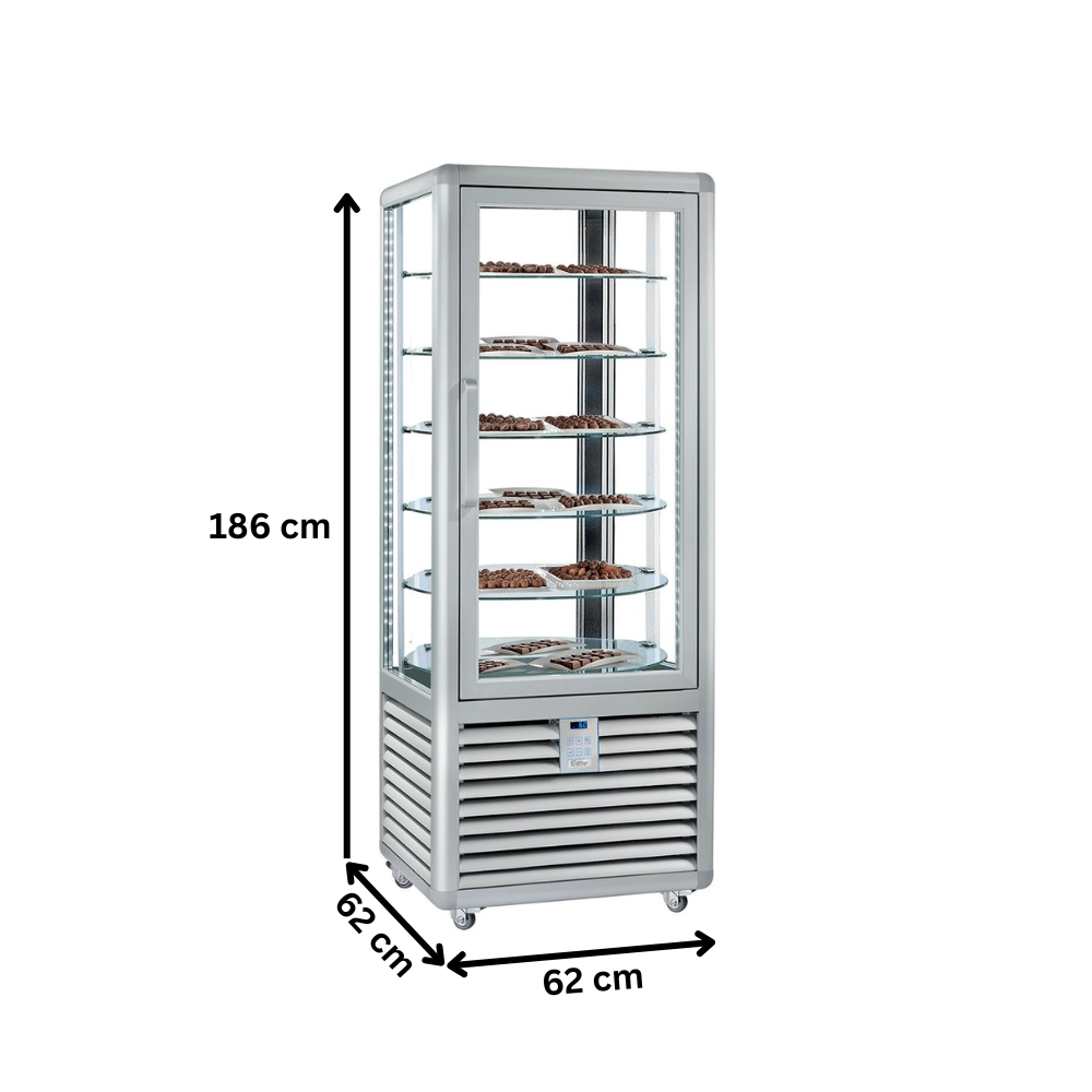 Vitrina frigorifica verticala, rotativa, pentru cofetarie, 360 lt, 62*62*186 cm - 4