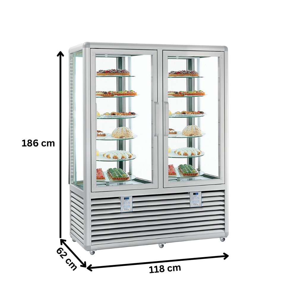 Vitrina frigorifica verticala dubla, pentru cofetarie, 742 lt, 118*62*186 cm - 5