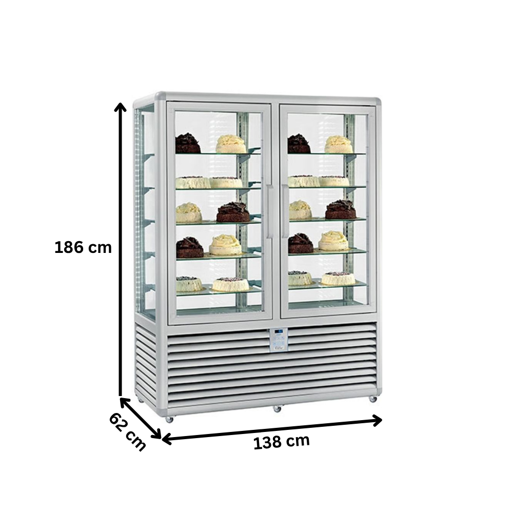 Vitrina frigorifica verticala dubla, pentru cofetarie, 848 lt, 138*62*186 cm - 5