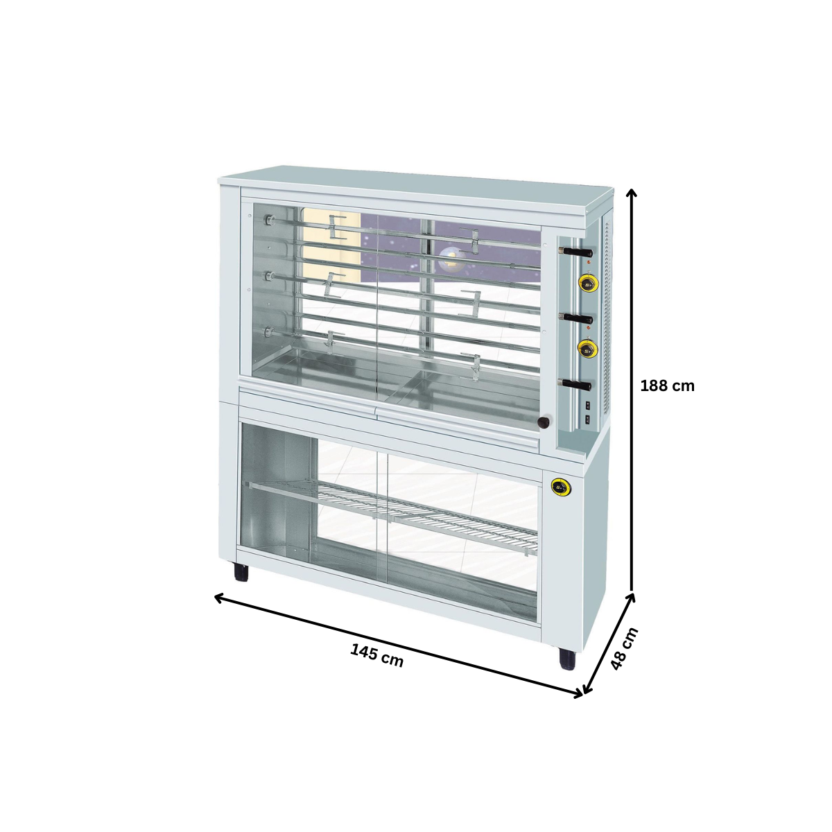 Rotisor profesional electric cu 3 tepuse si dulap cald, 21 pui - 1