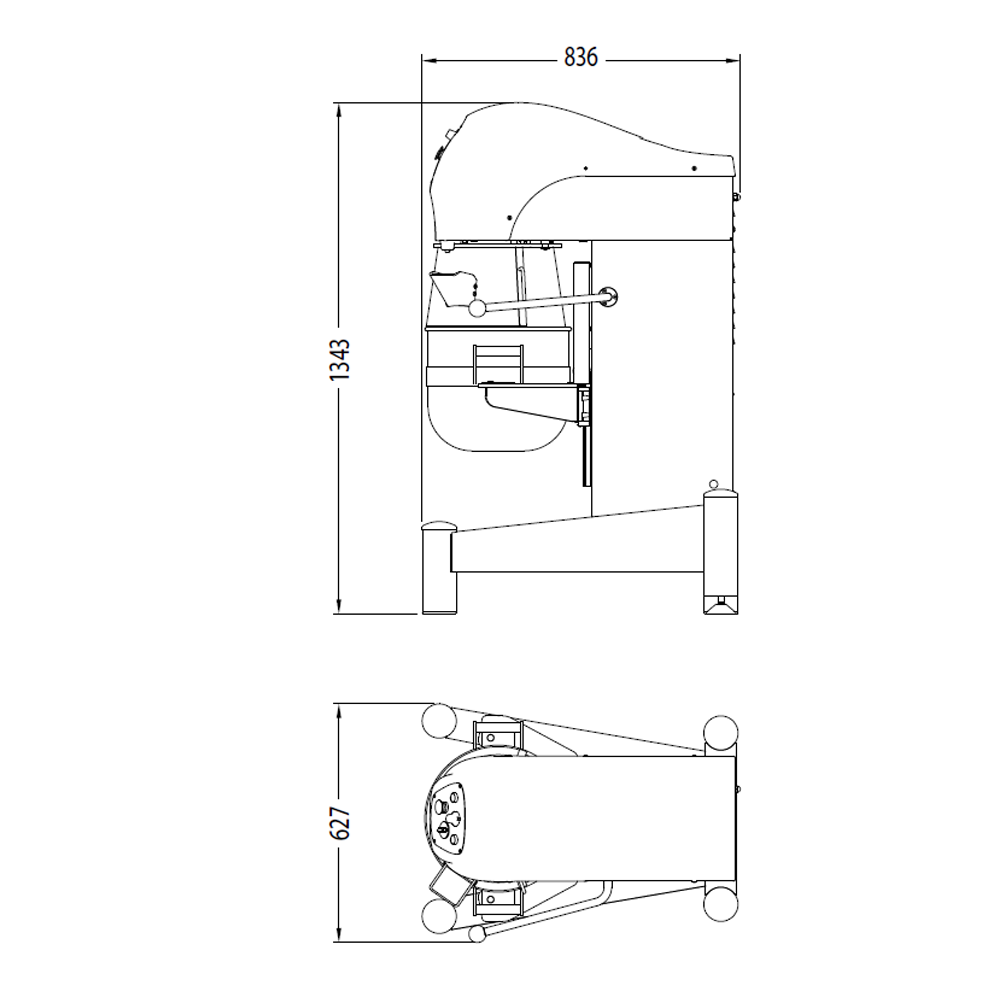 Mixer planetar STARMIX, cu cap fix, viteza variabila si lift manual, 30 lt, 83*62*134 cm - 4