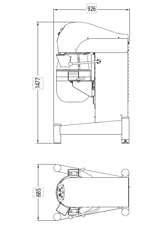 Mixer planetar, STARMIX cu cap fix, viteza variabila si lift manual, 40 lt, 92*68*147 cm - 4