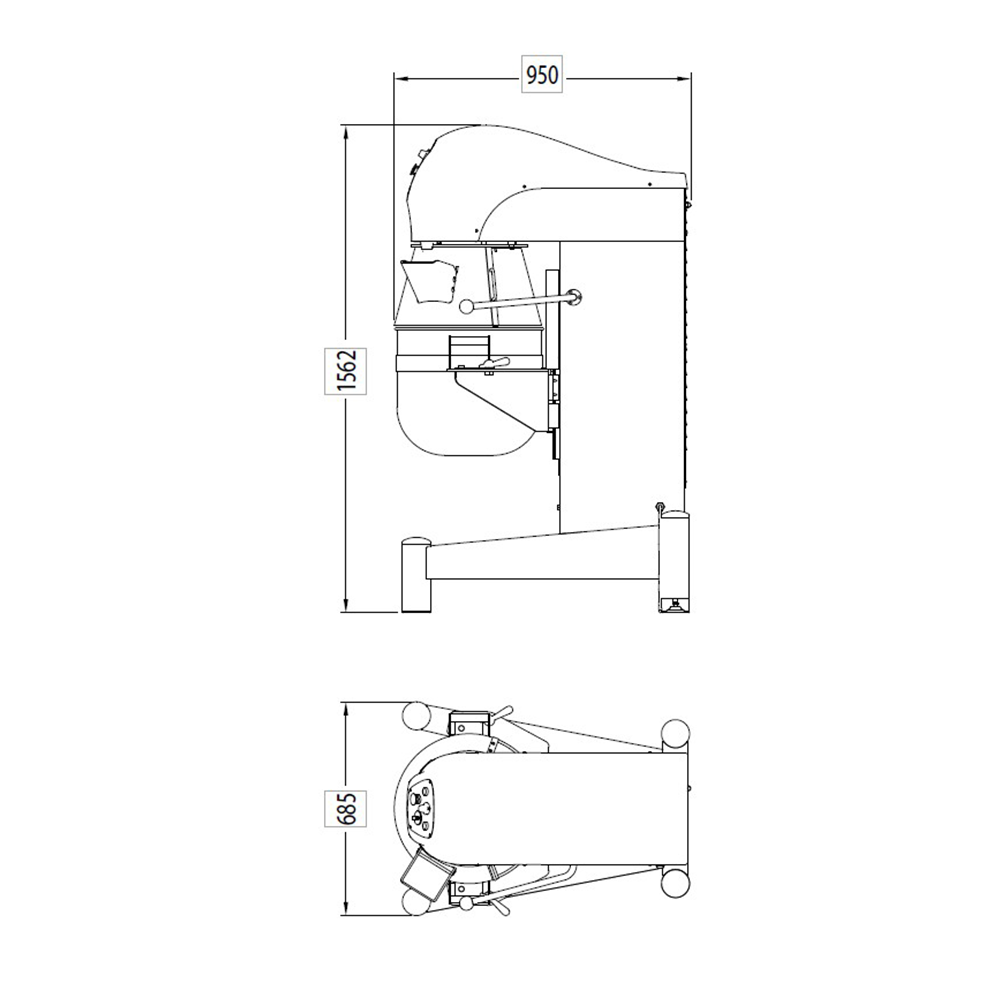 Mixer planetar STARMIX, cu cap fix, 3 viteze si lift manual, 60 lt, 95*68*156 cm - 4