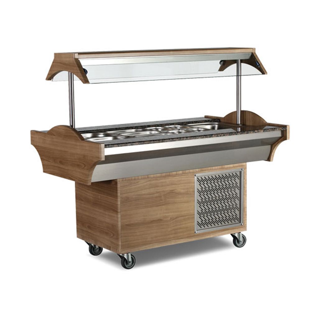 Salad bar, cu blat racit, inox, 4*1/1 gn, racire statica, 155*90*85/131 cm - 0