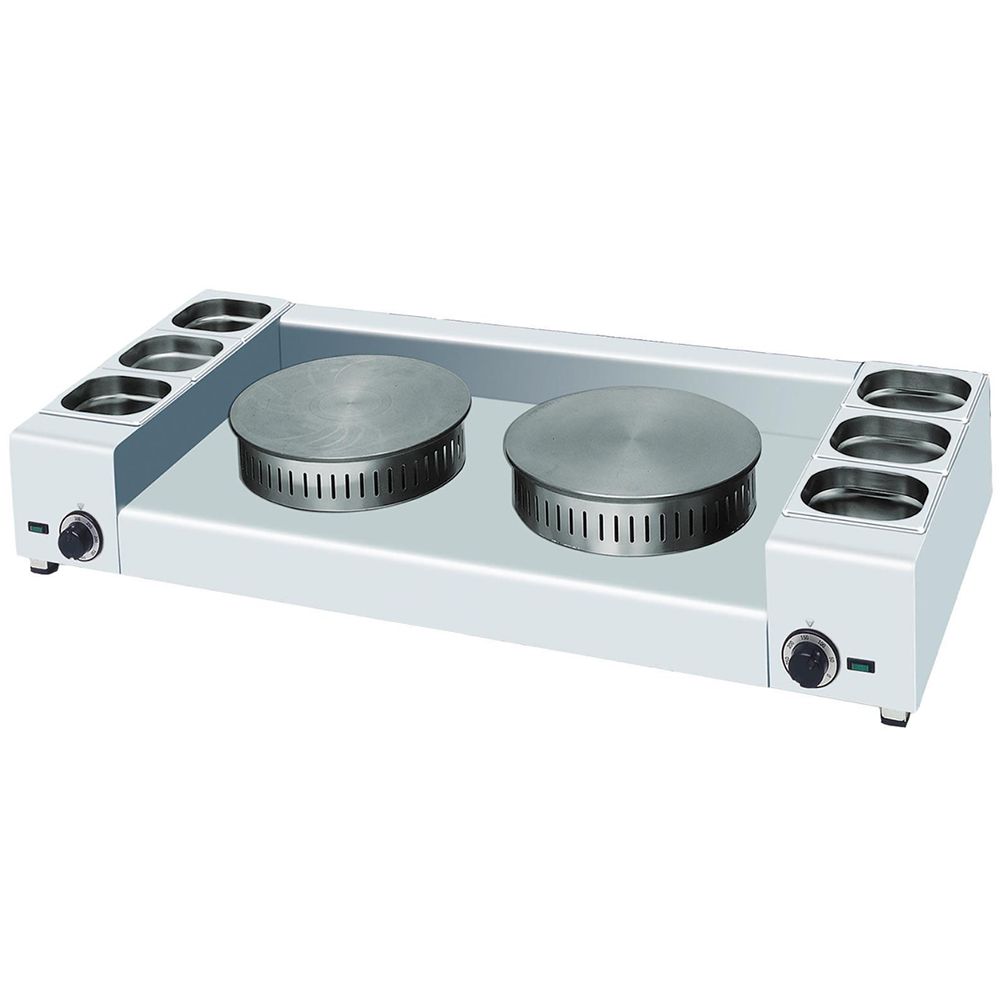 Crepiera gaz dubla cu compartimente pt ingrediente 2*35 - 0