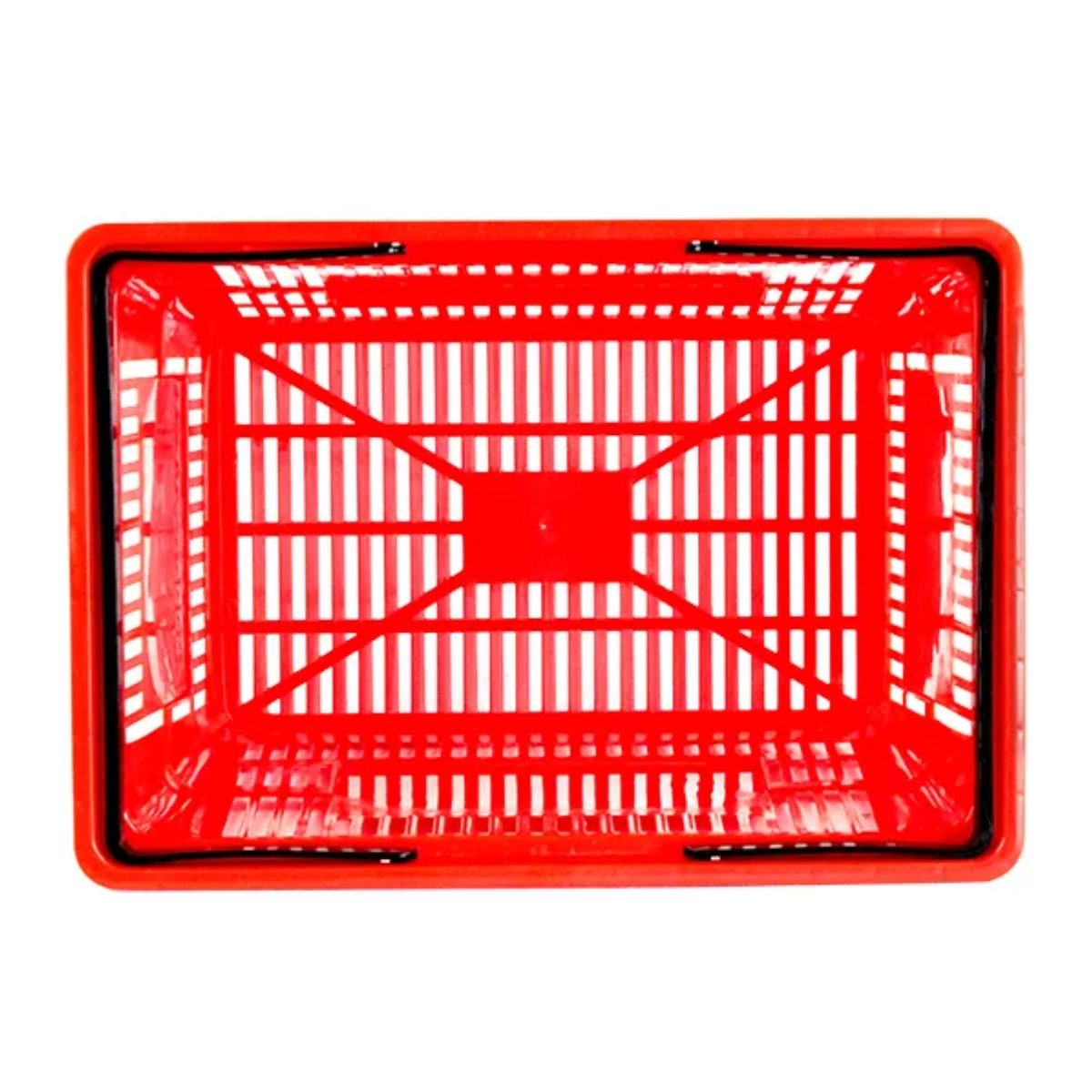 Cos supermarket plastic cu 2 manere 20 litri - ROSU - 2