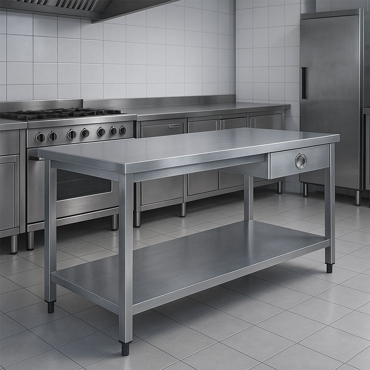 Masa de lucru inox cu polita inferioara si sertar 180*60*85 - 3
