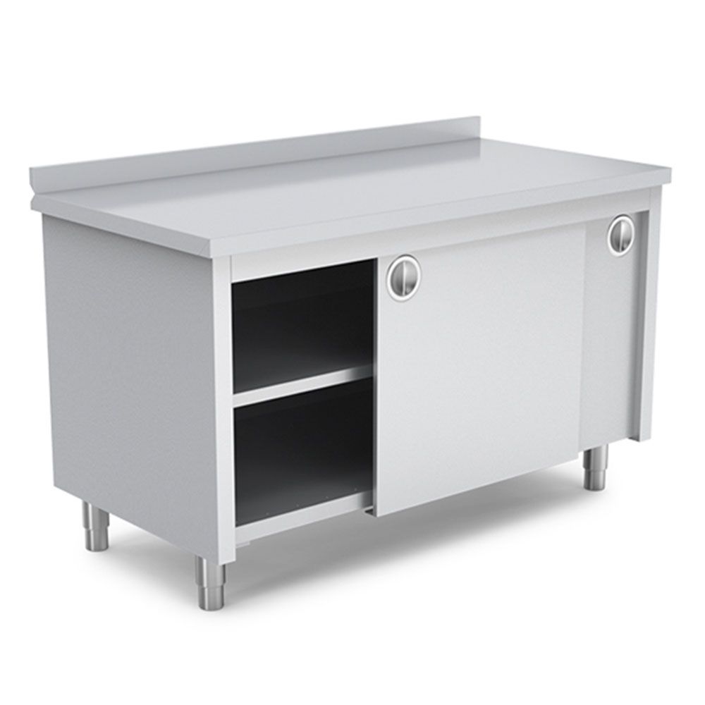 Masa de lucru inox cu dulap si polita intermediara 140*60*85 - 0