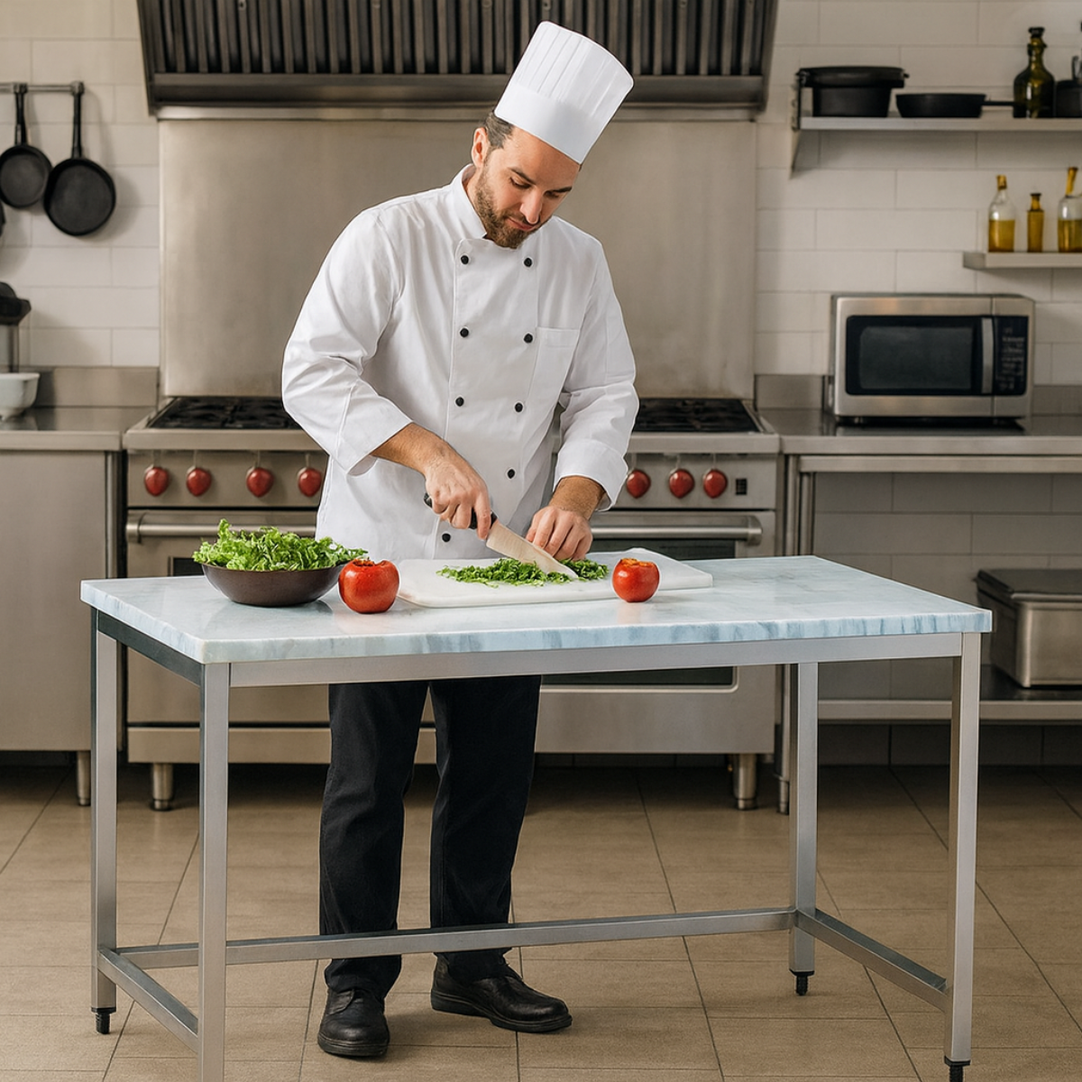 Masa de lucru inox cu blat din marmura 160*70*85 - 4