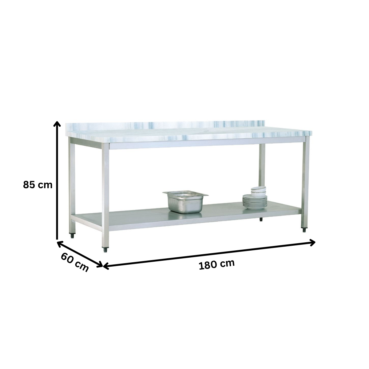 Masa de lucru inox cu blat din marmura si polita inferioara 180*60*85 - 6