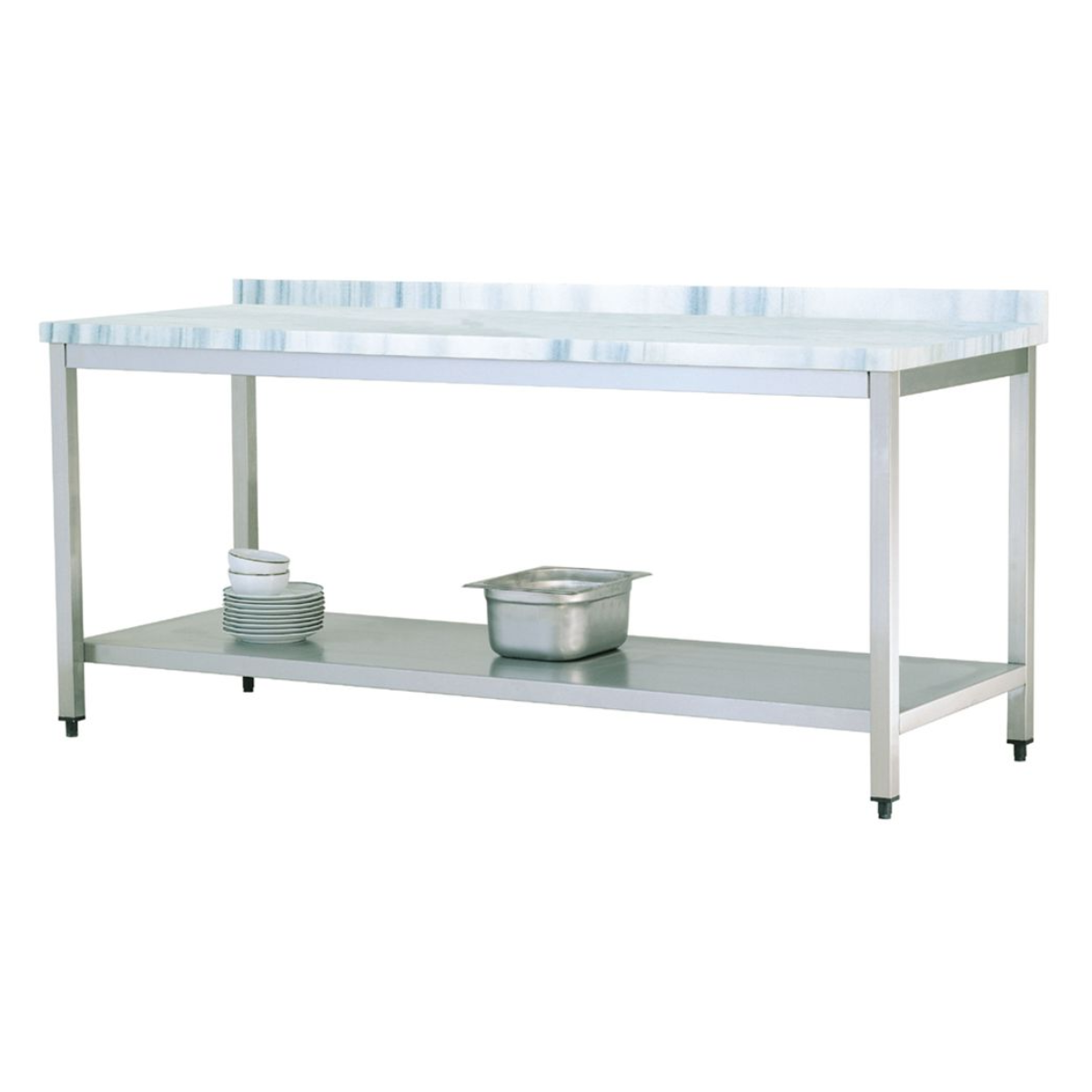 Masa de lucru inox cu blat din marmura si polita inferioara 180*70*85 - 1