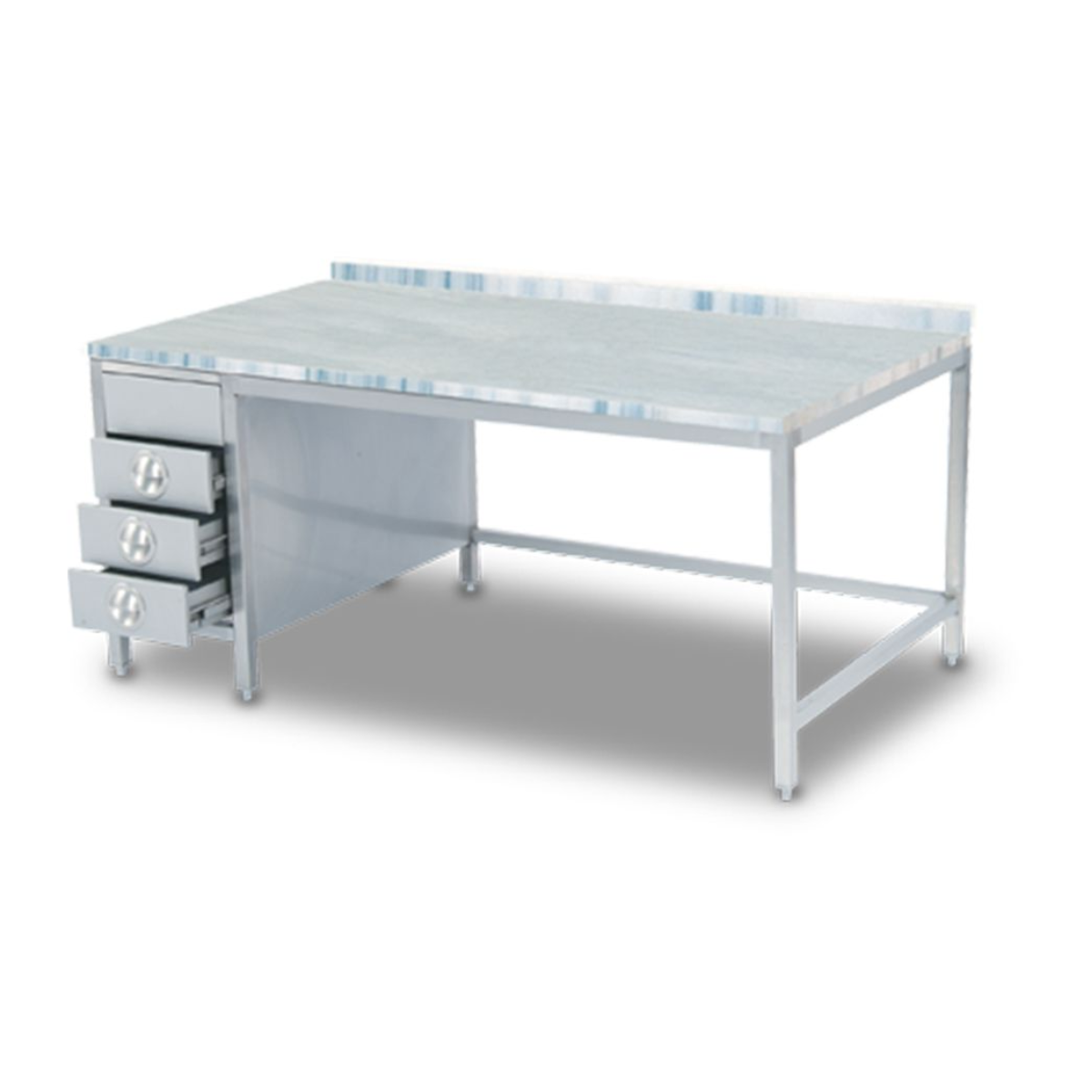 Masa de lucru inox cu blat din marmura si 3 sertare 140*70*85 - 1