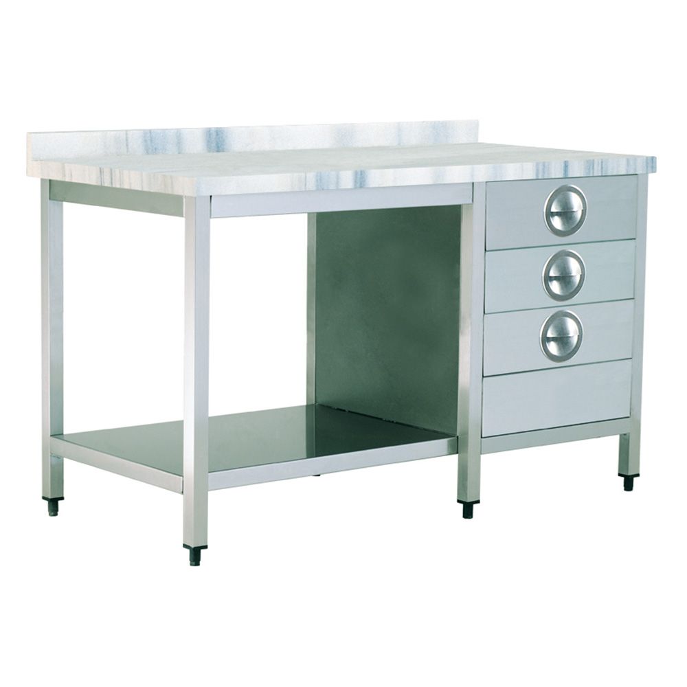 Masa de lucru inox cu blat din marmura, 3 sertare si polita inferioara 160*70*85 - 0