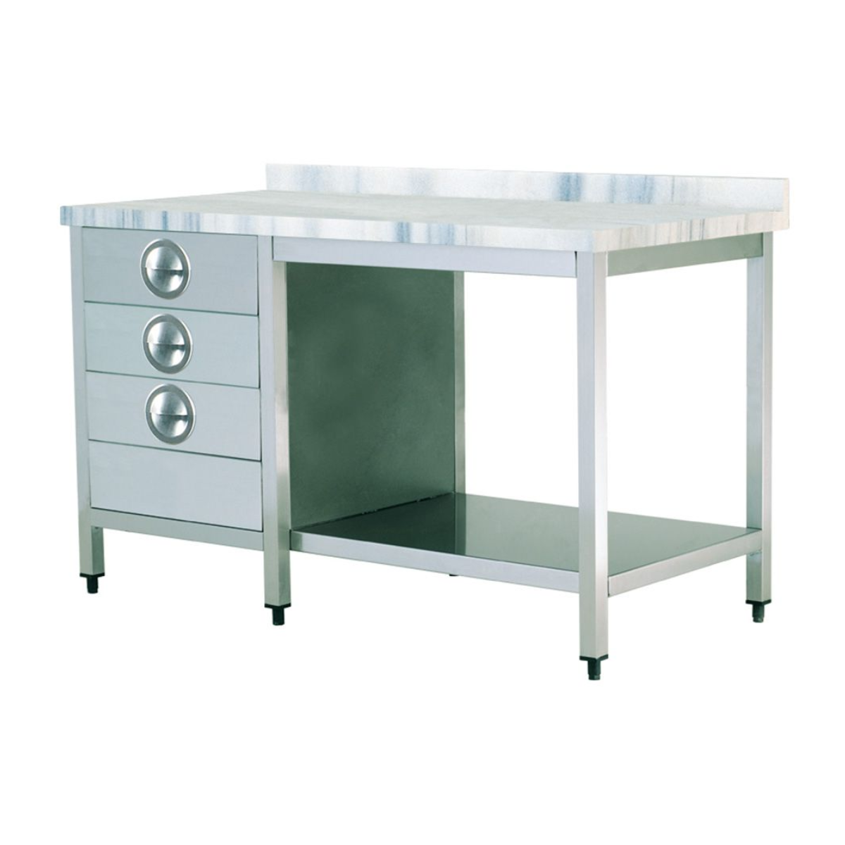 Masa de lucru inox cu blat din marmura, 3 sertare si polita inferioara 140*70*85 - 1