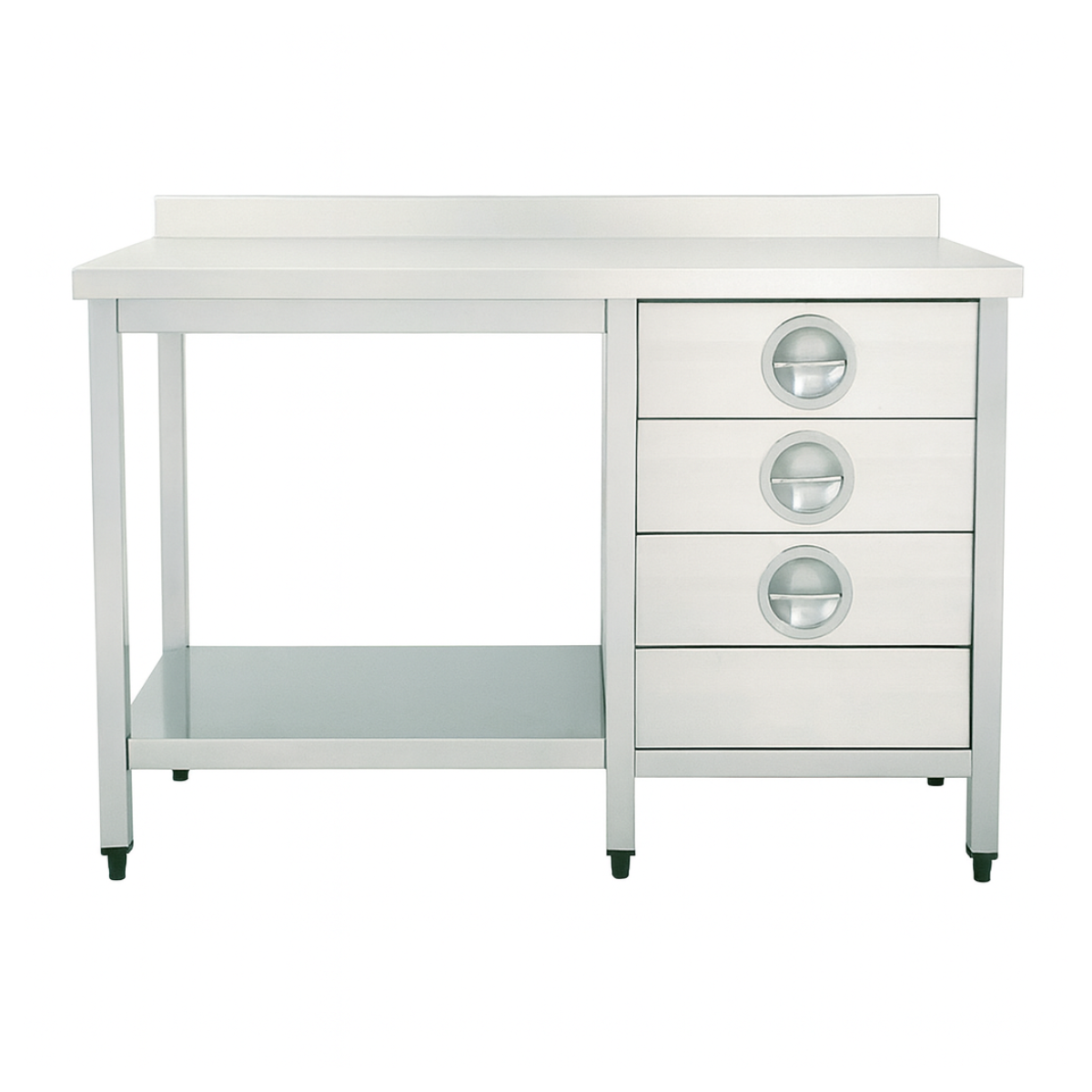 Masa de lucru inox cu blat din marmura, 3 sertare si polita inferioara 180*70*85 - 2