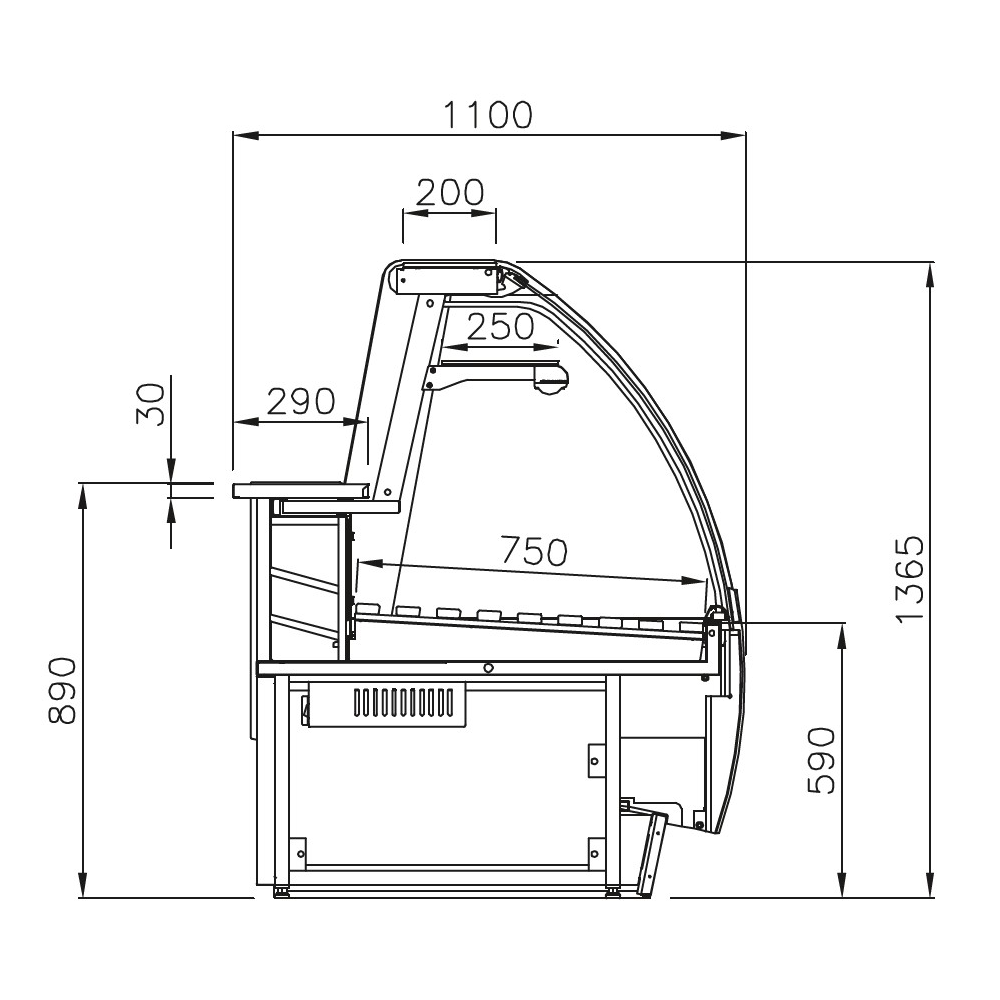 Vitrina neutra Jordao ptr panificatie Passion - 1,5 m - 1