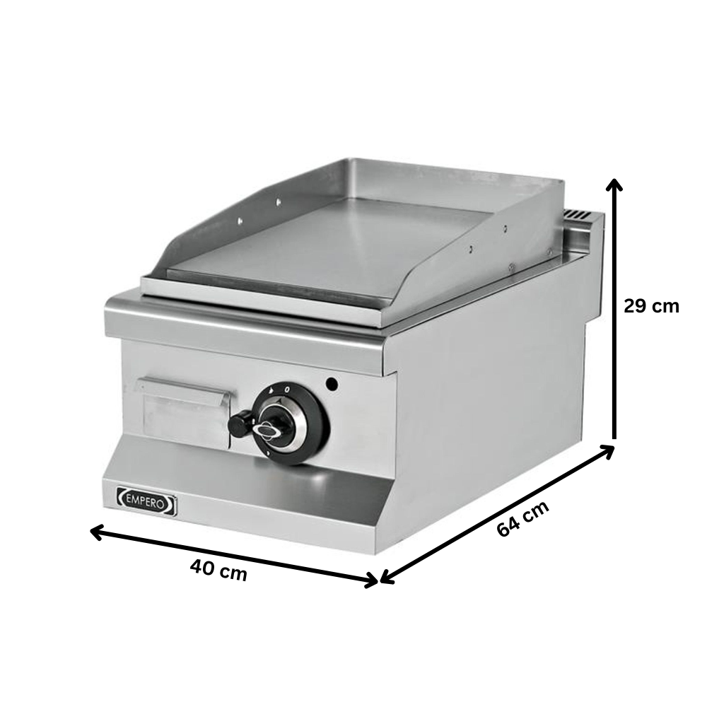 Grill pe gaz profesional, inox, cu suprafata neteda, 40*64*29 cm - 1