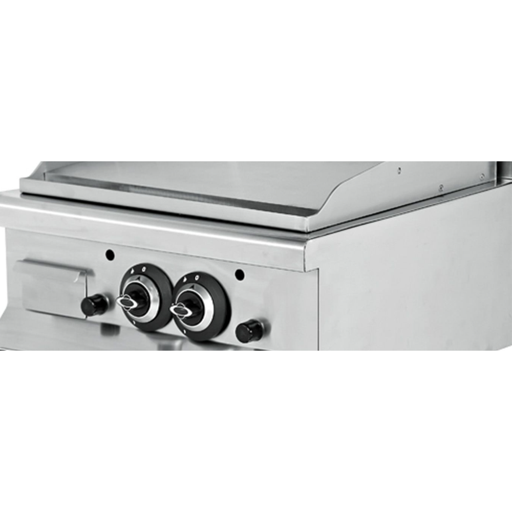 Grill pe gaz profesionala, inox, cu suprafata neteda si striata, 60*64*29 cm - 2