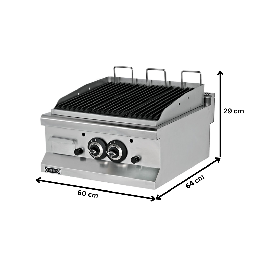 Grill pe gaz profesionala, inox, cu roca vulcanica, 60*64*29 cm - 1