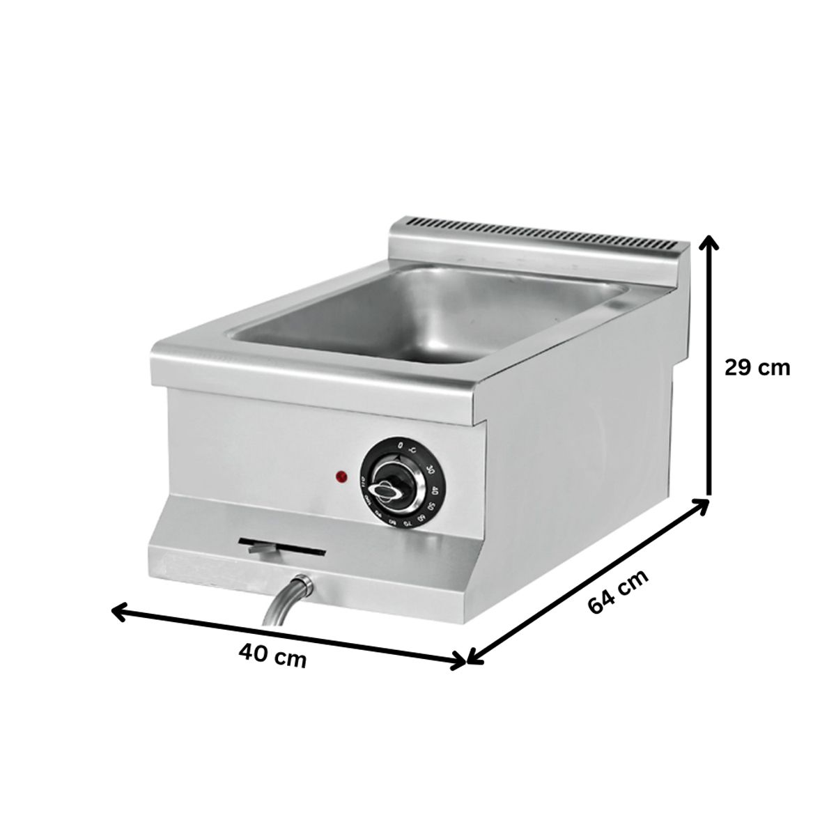 Bain marie profesional, electric, inox, 1 bazin, 40*64*29 cm - 2