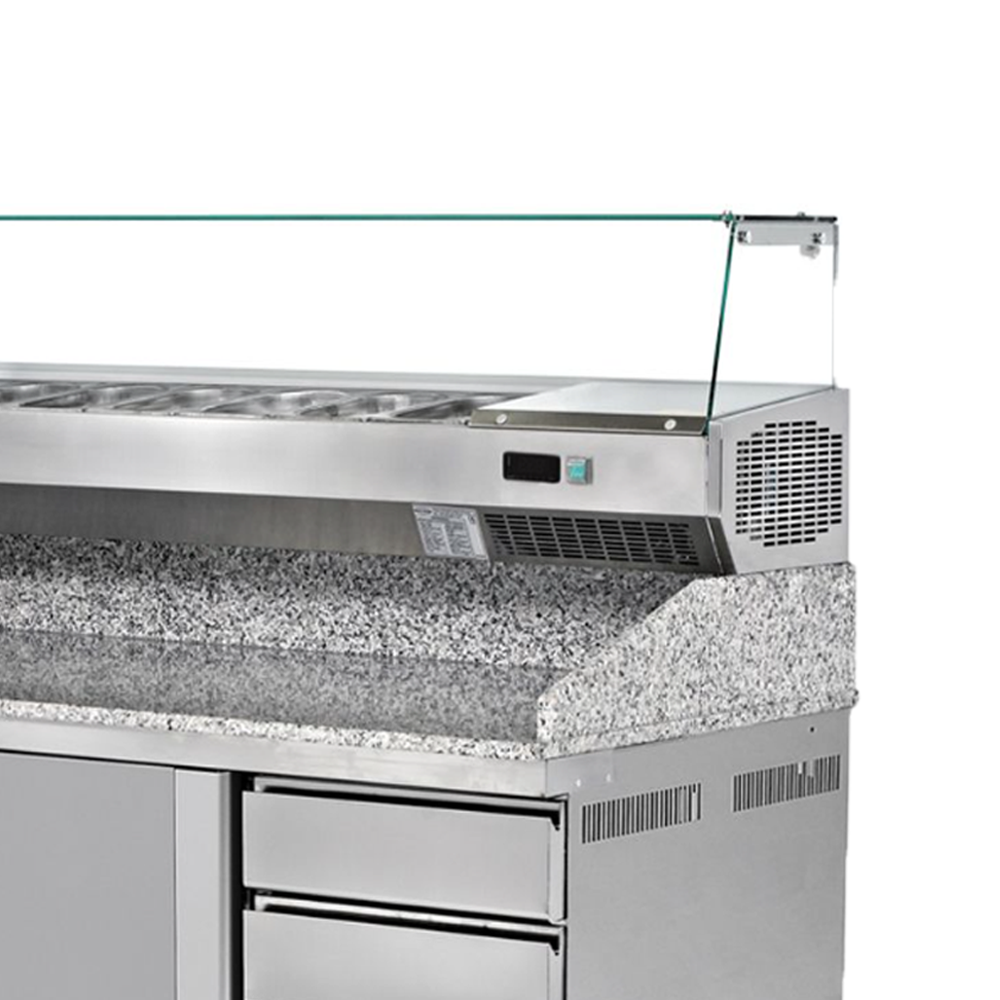 Masa preparare pizza combi, profesionala, inox, 2 sertare, 9 cuve, 500 lt, 210*80*102/152 cm - 2