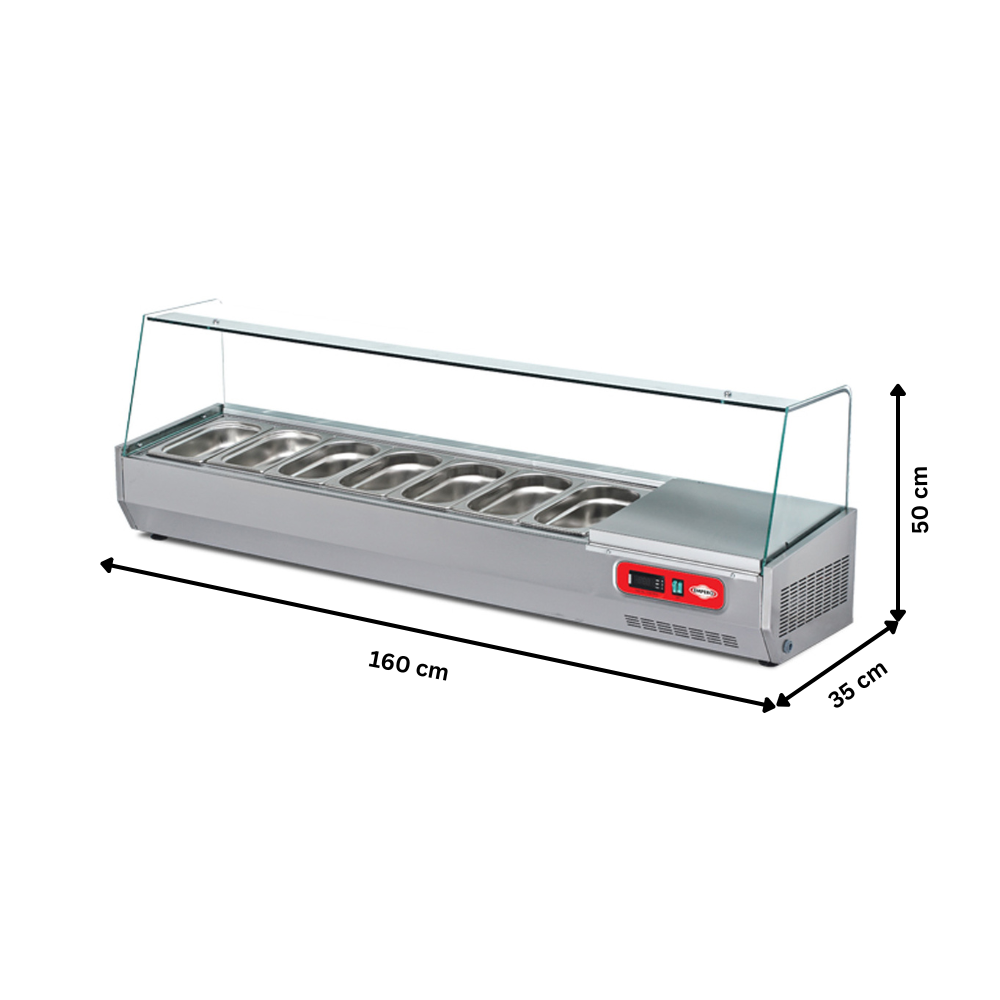 Vitrina ingrediente, inox, 7 cuve GN 1/4, 160*35*50 cm - 5